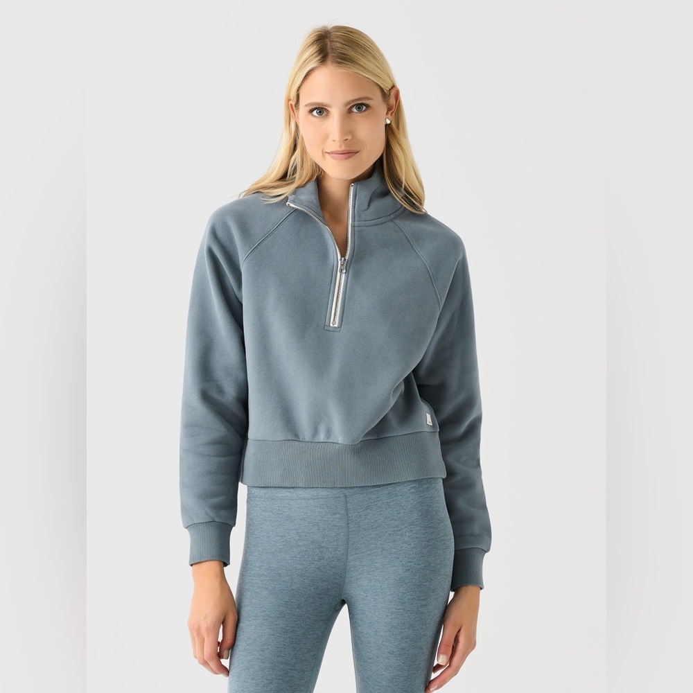 Vuori Restore Half Zip Relaxed Hoodie VW288 in Smoke Blue Women’s Small $118